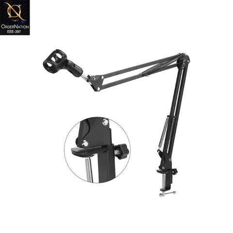 Professional Adjustable Microphone Stand - Heavy Duty Suspension Boom Scissor Arm with Desk Clamp for Podcasting, Streaming, Studio Recording, Interviews & Music