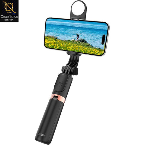 WiWU WI-SE011 Mini Selfie Stick Tripod with Built-in Fill Light & Bluetooth Remote
