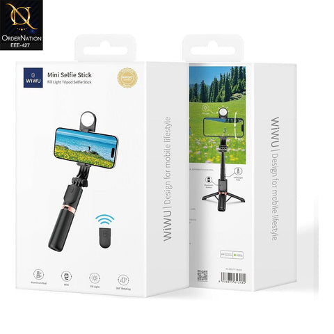 WiWU WI-SE011 Mini Selfie Stick Tripod with Built-in Fill Light & Bluetooth Remote
