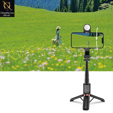 WiWU WI-SE011 Mini Selfie Stick Tripod with Built-in Fill Light & Bluetooth Remote