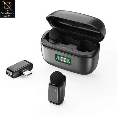 Mini8 Dual Wireless Lavalier Microphone with LED Battery Display Charging Case For Type C Devices