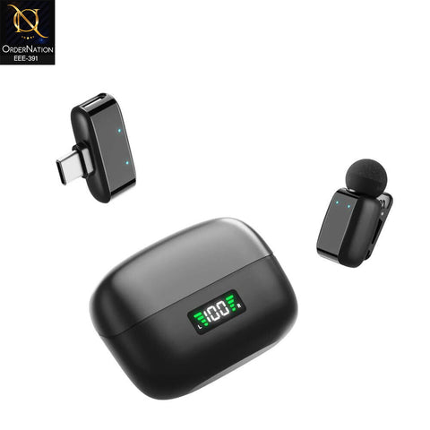 Mini8 Dual Wireless Lavalier Microphone with LED Battery Display Charging Case For Type C Devices