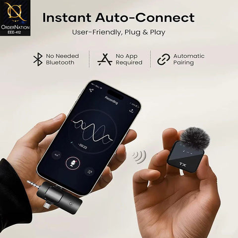Hawk PD-WM11 3-in-1 Dual Wireless Lavalier Microphone with DSP Noise Cancellation for iPhone, Type-C & 3.5mm