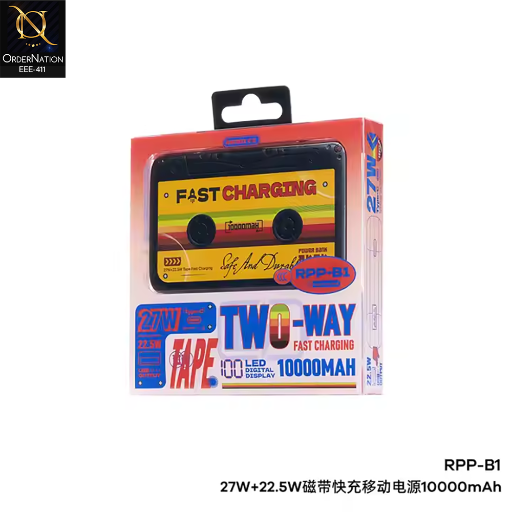 Remax RPP-B1 10000mAh 27W Type-C + 22.5W Retro Tape Two-Way Fast Charging Power Bank