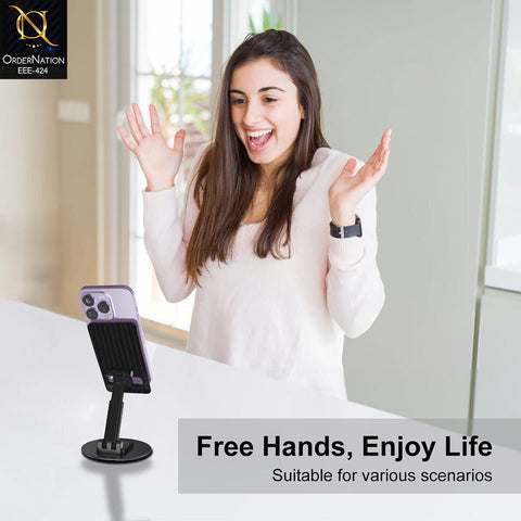 Multifunctional Metal Desktop Phone Stand – Foldable & Adjustable Universal Bracket