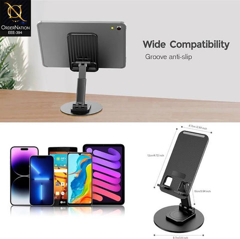 Jmary MK-59 Desktop Phone Stand – 360° Rotating Foldable Tablet & Mobile Holder