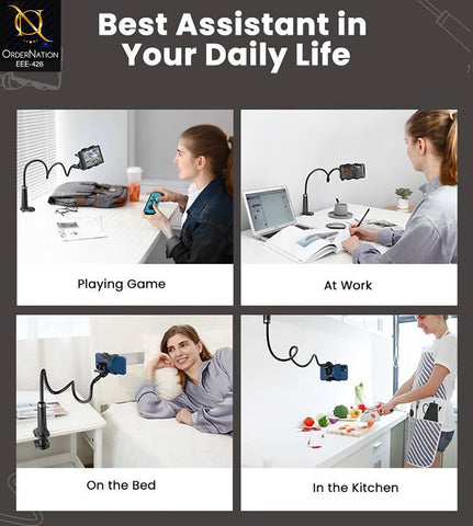 UGREEN LP113 Long Arm Gooseneck Desktop Phone Holder - 360° Rotating Flexible Mount