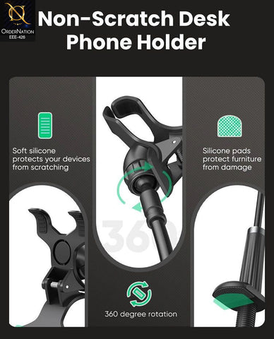 UGREEN LP113 Long Arm Gooseneck Desktop Phone Holder - 360° Rotating Flexible Mount