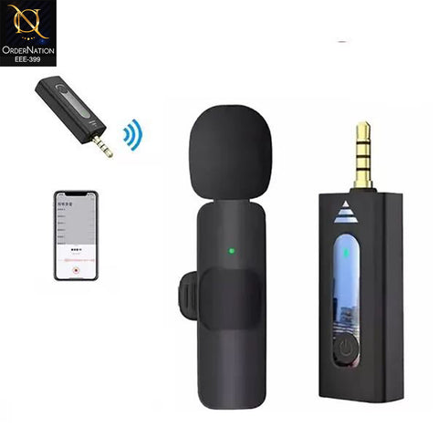 K35 Dual Wireless Microphone - 3.5mm Aux Lavalier Lapel Mic for Vlog, Interview & Live Show