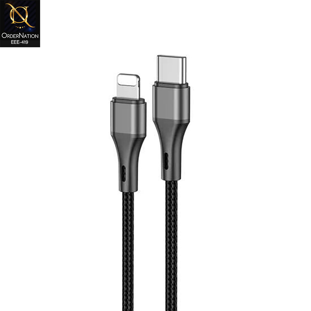Aspor AC-22XL 27W TYPE-C to Lightning Nylon Braided Fast Charging Data Cable - 3000mm Black