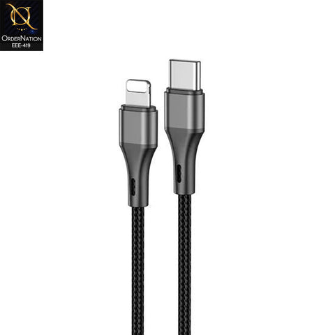 Aspor AC-22XL 27W TYPE-C to Lightning Nylon Braided Fast Charging Data Cable - 3000mm Black