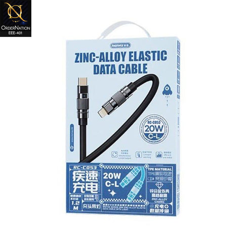 Remax RC-C053 20W Type-C to Lightning Zinc-Alloy Elastic Fast Charging Data Cable - 1.2M