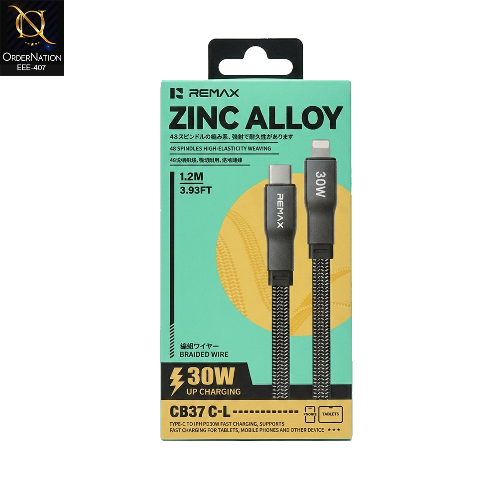 Remax CB37 C-L Zinc Alloy 30W Type-C to iPhone PD Fast Charging Braided Cable (1.2m)