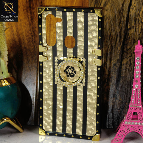 Tecno Spark Go 2022 Cover - Design2 - 3D illusion Gold Flowers Soft Trunk Case With Ring Holder