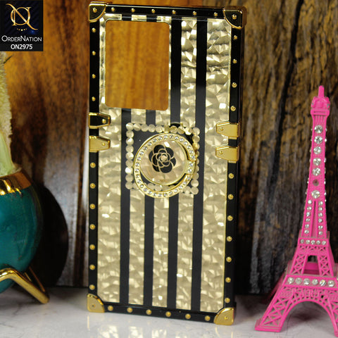Infinix Note 12 G96 Cover - Design2 - 3D illusion Gold Flowers Soft Trunk Case With Ring Holder
