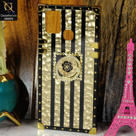 Infinix Smart 5 Cover - Design2 - 3D illusion Gold Flowers Soft Trunk Case With Ring Holder