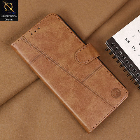 Xiaomi Redmi Note 12 4G Cover - Light Brown - Premium Leather Megantic Flip Book Covers With Card Holding Option