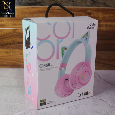 CXT-09 Cute design Rgb light Wireless Headphones - pink