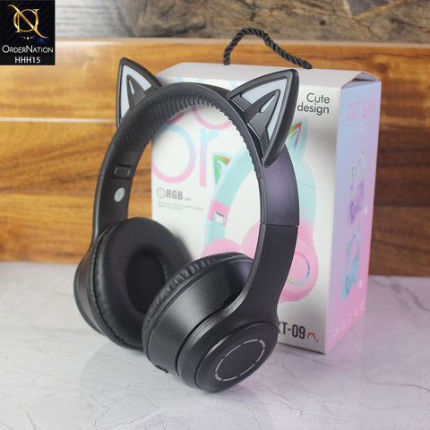 CXT-09 Cute design RGB Light Wireless Headphones - Black