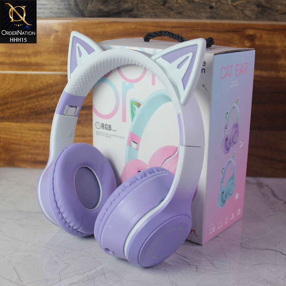 CXT-09 Cute design Rgb light Wireless Headphones - purple