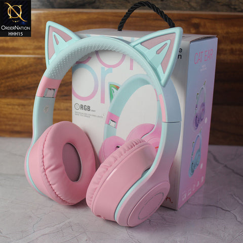 CXT-09 Cute design Rgb light Wireless Headphones - pink