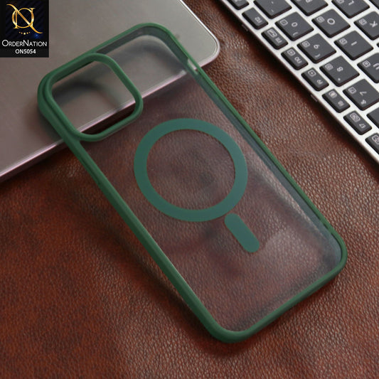 iPhone 13 Pro Max Cover - Green - New Clear Transparent Back Magnetic Magsafe Candy Color Soft Borders Case