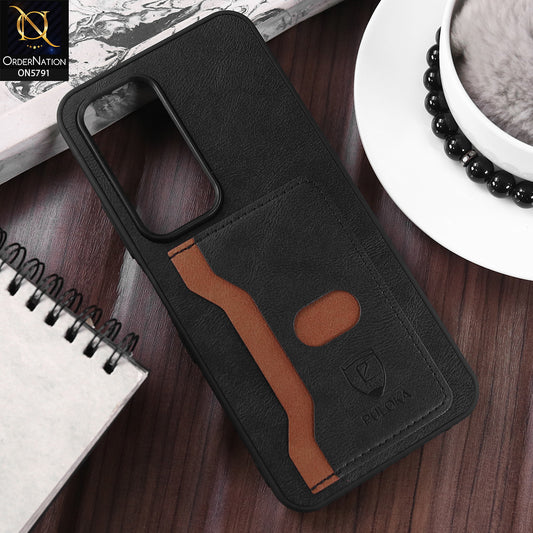 Infinix Hot 60 Cover - Black - New Premium Soft Tpu Leather Textured Case With Card Holder