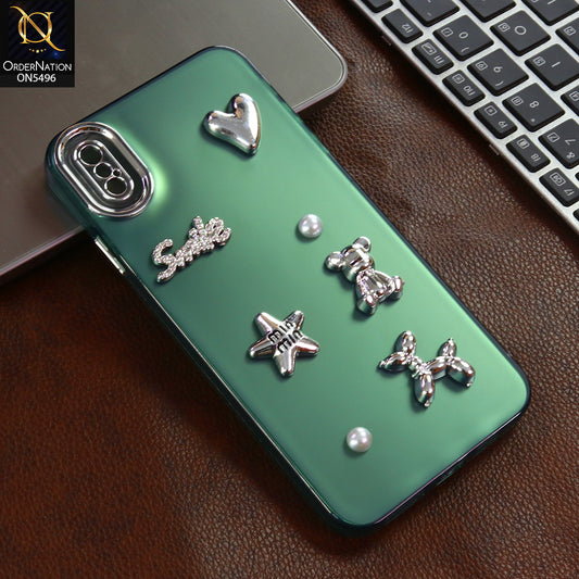 iPhone XS Max Cover - Green - 3D Smile Cartoon Matte Shinny Case With Camera Protection Soft Border Case