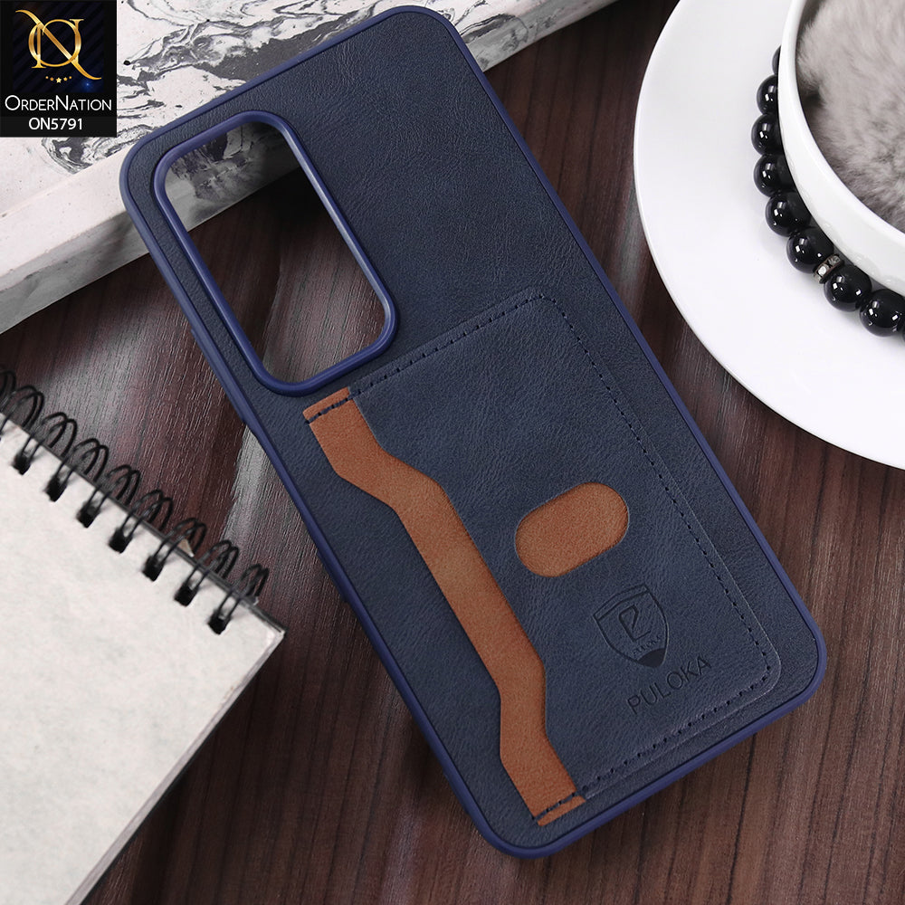 Infinix Hot 60 Cover - Blue - New Premium Soft Tpu Leather Textured Case With Card Holder