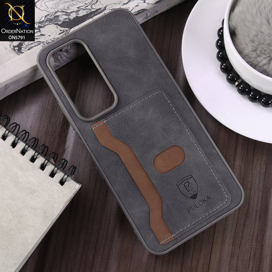 Infinix Hot 60 Cover - Gray - New Premium Soft Tpu Leather Textured Case With Card Holder