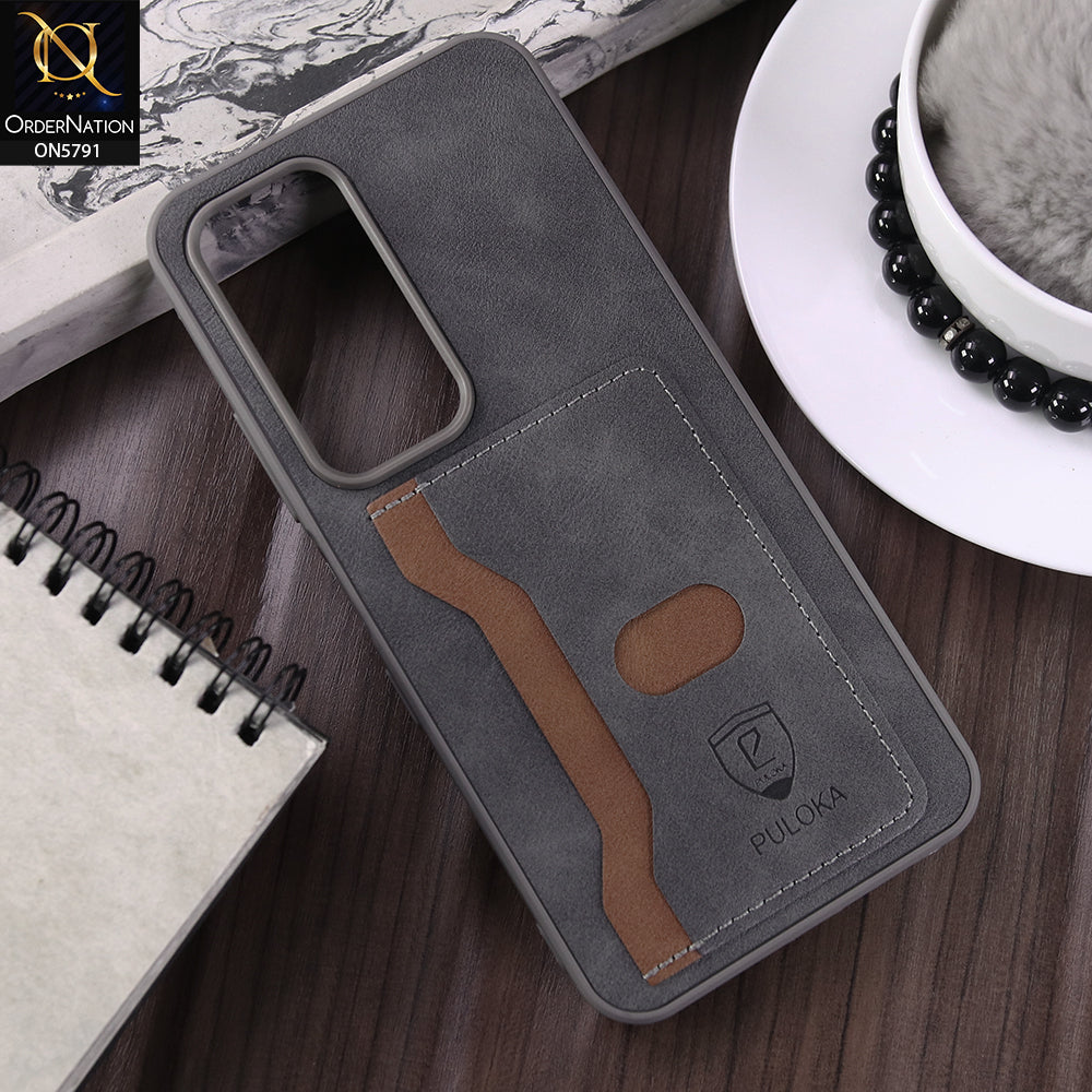 Infinix Hot 60i 4G Cover - Gray - New Premium Soft Tpu Leather Textured Case With Card Holder