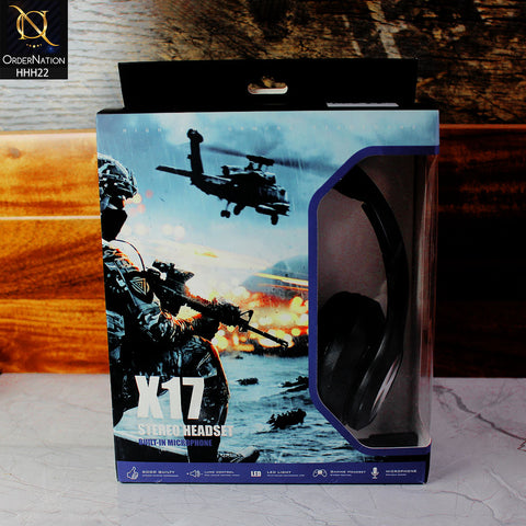 X17 Stereo Gaming Headset Built-IN Microphone  ( Not Wireless/Bluetooth ) - Black
