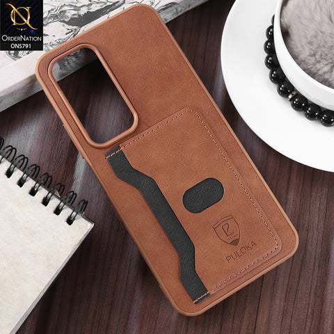 Infinix Hot 60i 4G Cover - Brown - New Premium Soft Tpu Leather Textured Case With Card Holder
