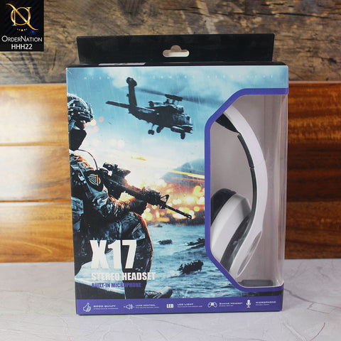 X17 Stereo Gaming Headset Built-IN Microphone  ( Not Wireless/Bluetooth ) - White