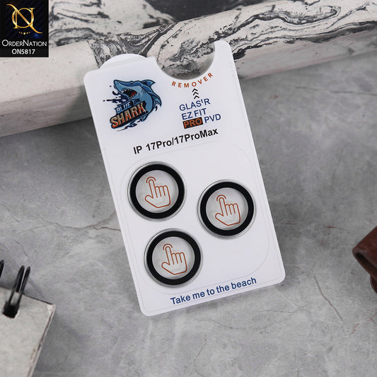 Iphone 17 Pro Camera Protector - Silver - Blue Shark Metal Frame Camera Protector