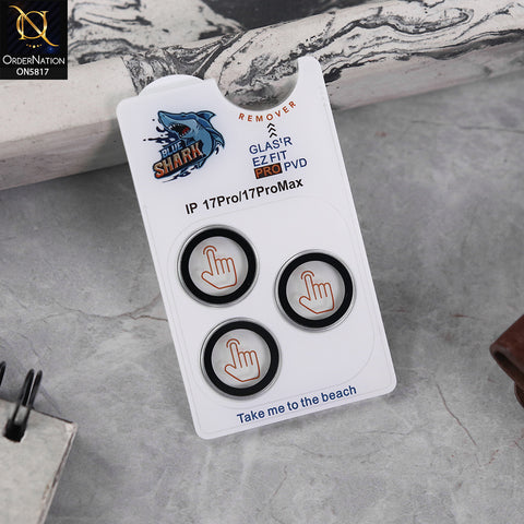 Iphone 17 Pro Camera Protector - Silver - Blue Shark Metal Frame Camera Protector