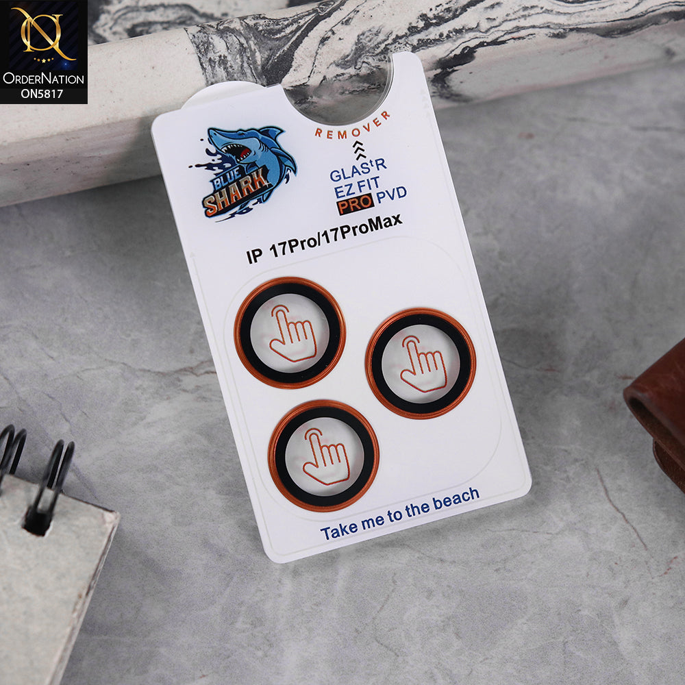 Iphone 17 Pro Camera Protector - Orange- Blue Shark Metal Frame Camera Protector