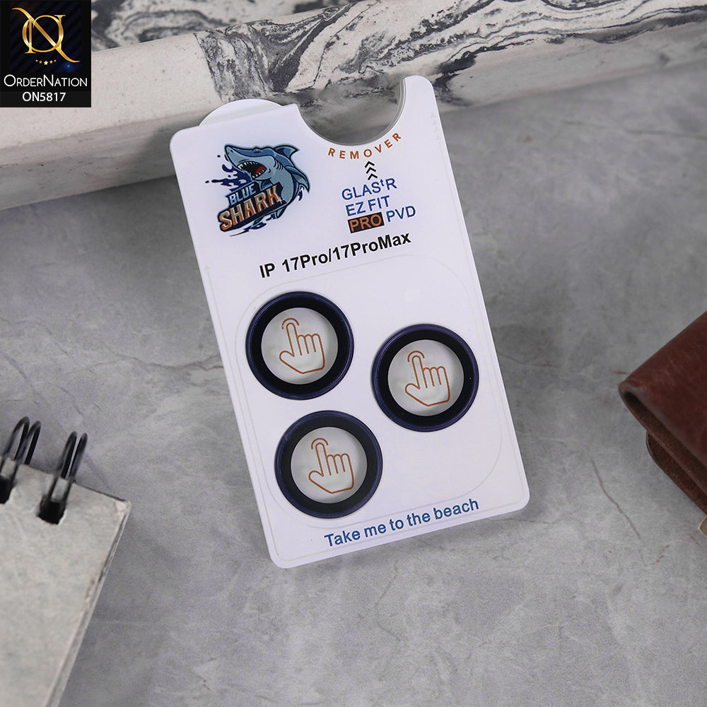 Iphone 17 Pro Max Camera Protector - Blue - Blue Shark Metal Frame Camera Protector