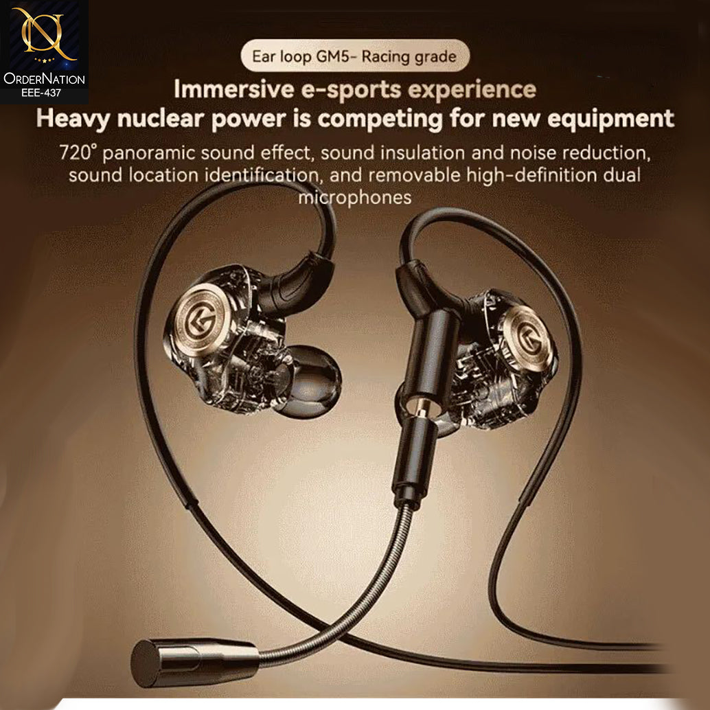 Premium In-Ear Gaming Earphones with Detachable Boom Mic | Transparent Dual Microphone Wired Gaming Earbuds
