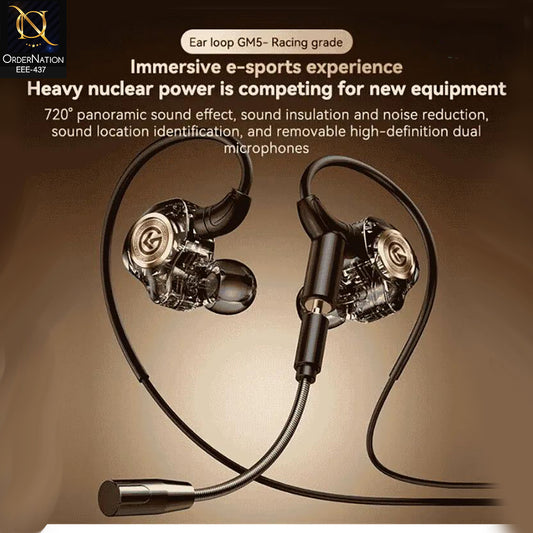 Premium In-Ear Gaming Earphones with Detachable Boom Mic | Transparent Dual Microphone Wired Gaming Earbuds