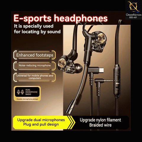 Premium In-Ear Gaming Earphones with Detachable Boom Mic | Transparent Dual Microphone Wired Gaming Earbuds