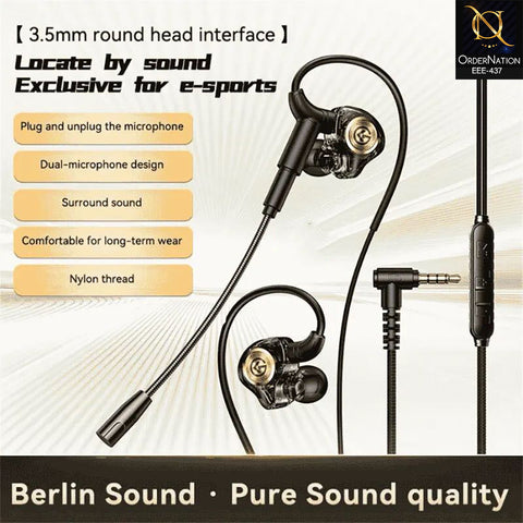 Premium In-Ear Gaming Earphones with Detachable Boom Mic | Transparent Dual Microphone Wired Gaming Earbuds