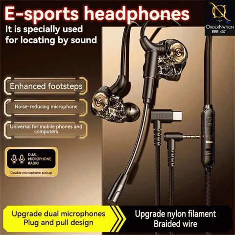Premium In-Ear Gaming Earphones with Detachable Boom Mic | Transparent Dual Microphone Wired Gaming Earbuds
