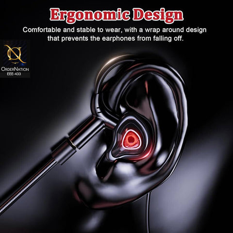 Wired Gaming Earphones with 3.5mm Cable & Detachable Mic | Dual Microphone In-Ear Gaming Headset