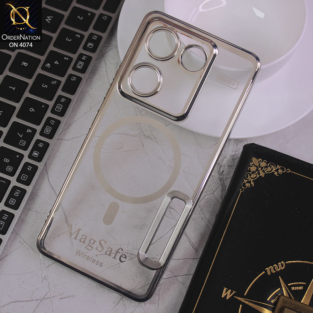 Tecno Camon 20 Pro Cover - Electroplated Shiny Borders Soft Silicone Camera Protection Clear Case - Silver