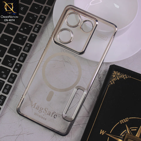 Tecno Camon 20 Pro Cover - Electroplated Shiny Borders Soft Silicone Camera Protection Clear Case - Silver