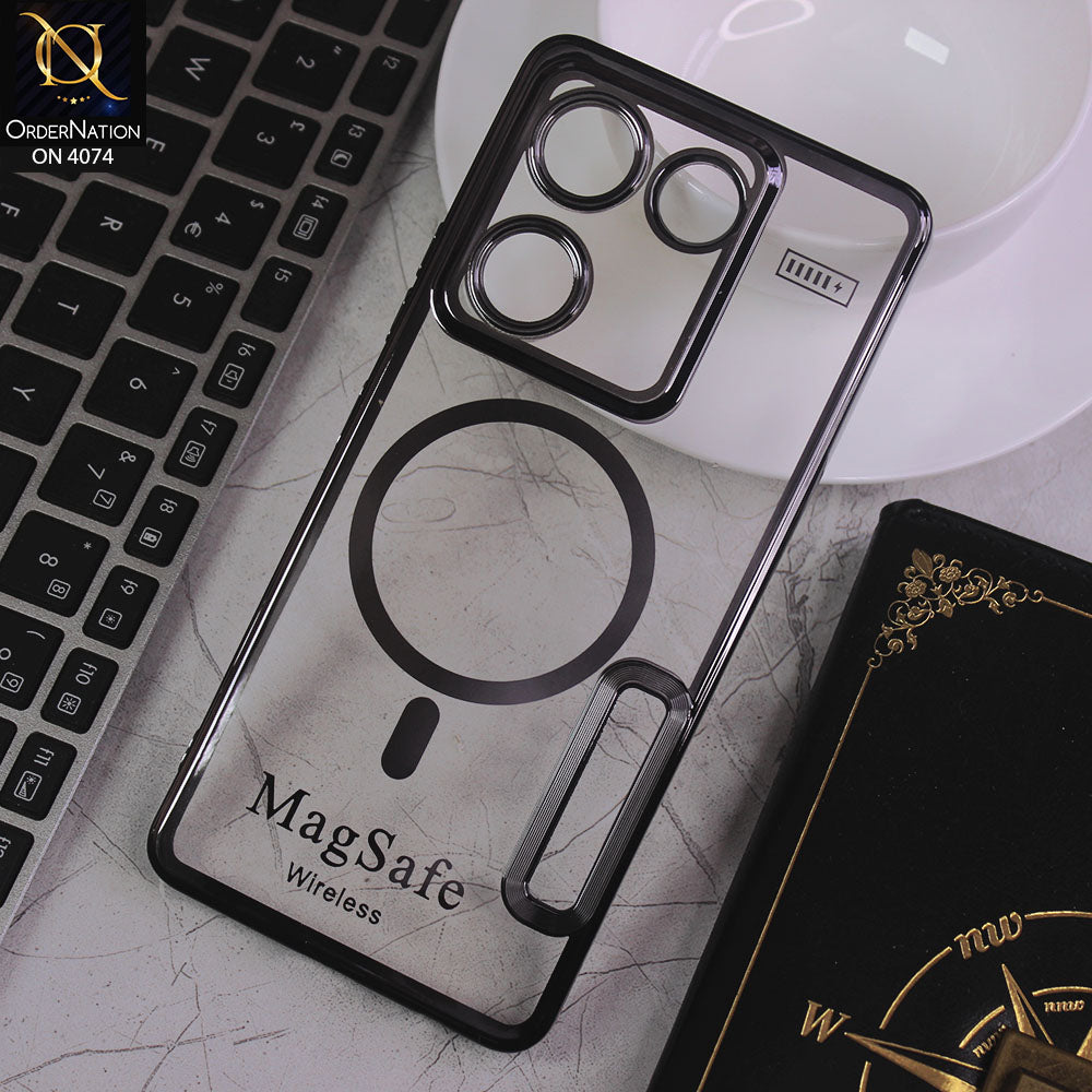 Tecno Camon 20 Pro Cover - Electroplated Shiny Borders Soft Silicone Camera Protection Clear Case - Black