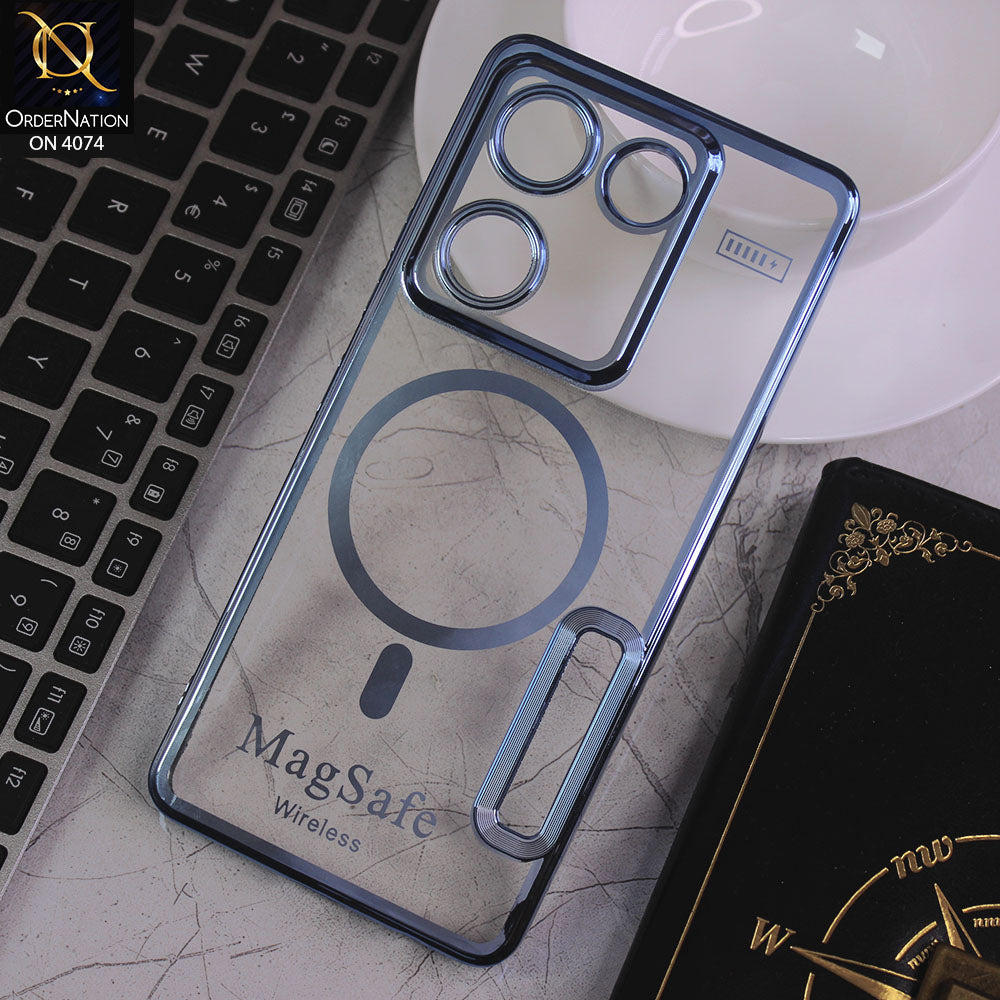 Tecno Camon 20 Pro Cover - Electroplated Shiny Borders Soft Silicone Camera Protection Clear Case - Blue