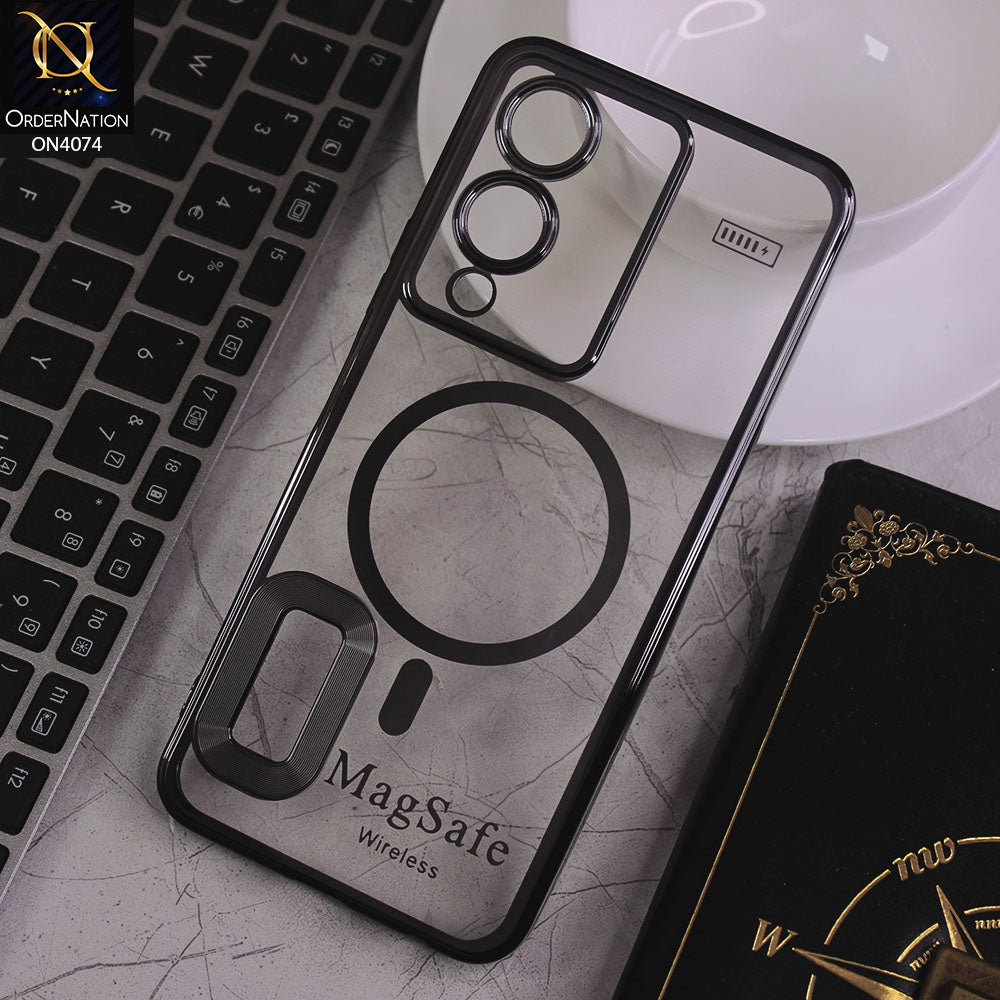 Vivo Y17s Cover - Electroplated Shiny Borders Soft Silicone Camera Protection Clear Case-Black