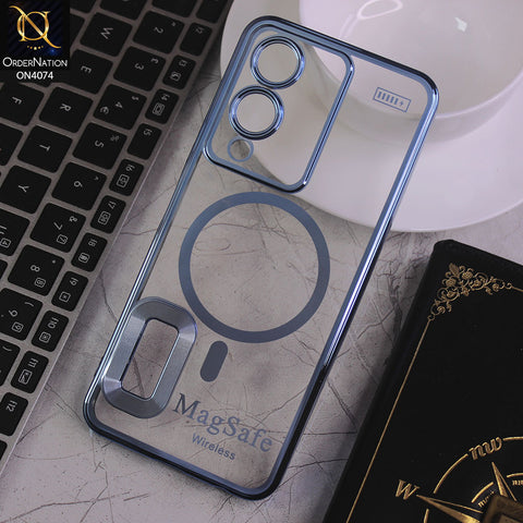 Vivo Y17s Cover - Electroplated Shiny Borders Soft Silicone Camera Protection Clear Case - Blue